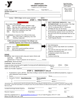 Anaphylaxis Treatment Plan