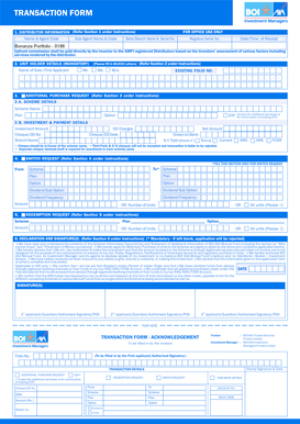 BOI AX Mutual Fund Transaction Form