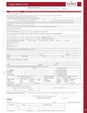 Taurus Mutual Fund Application Form