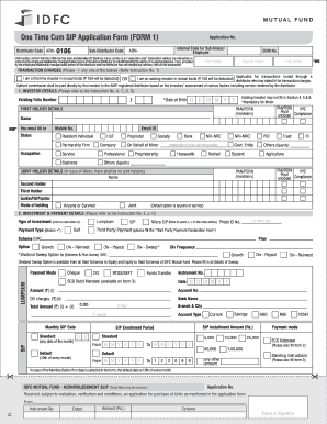 One Time Cum SIP Application Form