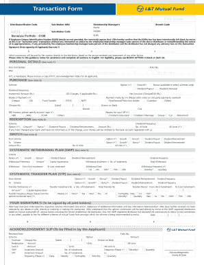 Mutual Fund Transaction Form