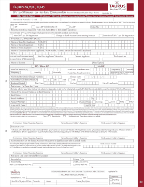Taurus Mutual Fund SIP Enrollment Form