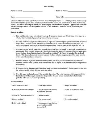 Peer Editing Form
