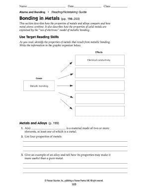 Atoms and Bonding Reading Guide