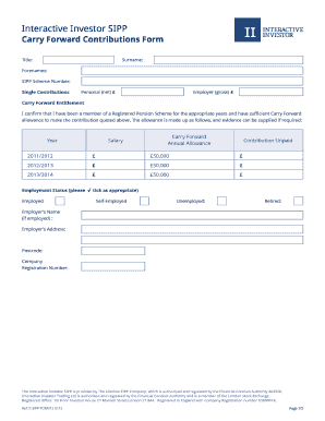 Interactive Investor SIPP Carry Forward Contributions Form