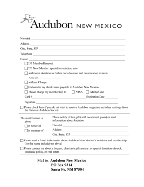Audubon New Mexico Membership Application