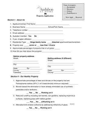 Audubon Healthy Property Application