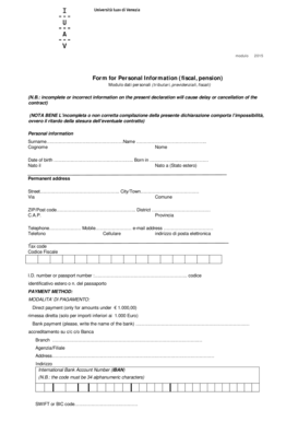Modulo dati personali