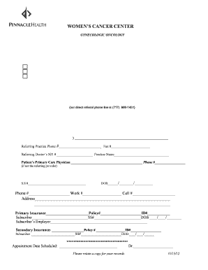 Women's Cancer Center Referral Form