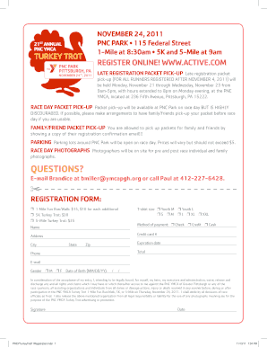 PNC YMCA Turkey Trot Registration Form