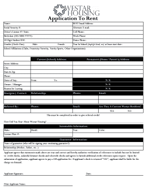 Application To Rent