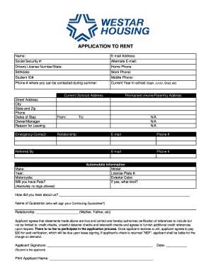 Application to Rent