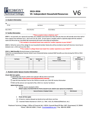 V6 Independent Household Resources Form