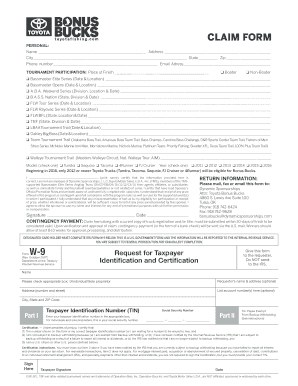 Toyota Bonus Bucks Claim Form