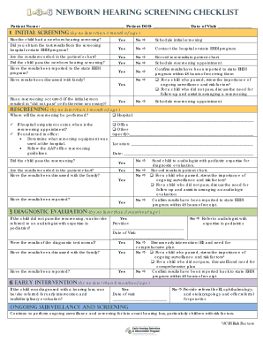 NEWBORN HEARING SCREENING CHECKLIST - infanthearing