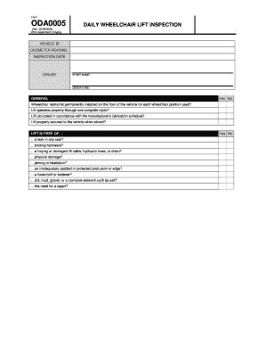Ohio Wheelchair Lift Inspection Form