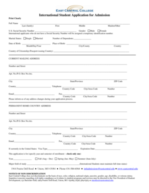 International Student Application for Admission