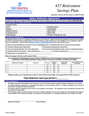 457 Retirement Savings Plan Salary Reduction Agreement