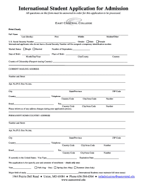 International Student Application for Admission