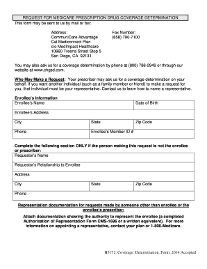 Medicare Prescription Drug Coverage Determination Form