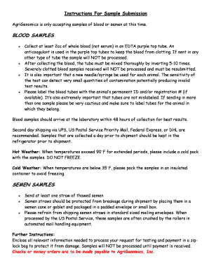 Sample Submission Form for PHA Test