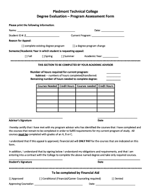 Degree Evaluation Program Assessment Form