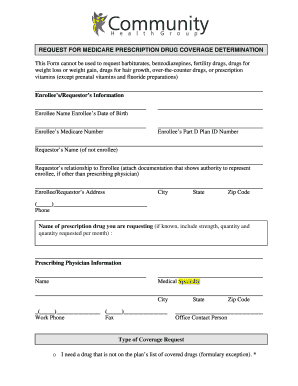 Medicare Prescription Drug Coverage Determination Form