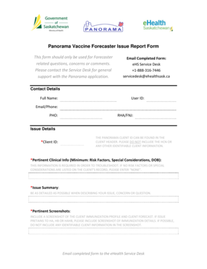Panorama Vaccine Forecaster Issue Report Form