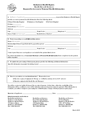 Request for Access to Personal Health Information