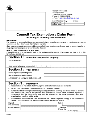 Council Tax Exemption Claim Form