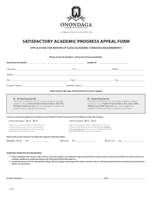 Satisfactory Academic Progress Appeal Form