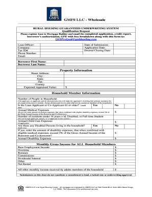 Rural Housing Guaranteed Underwriting System Qualification Request