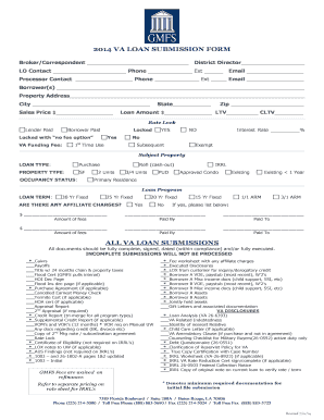 2014 VA Loan Submission Form