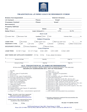 Traditional Jumbo Loan Submission Form