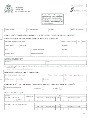 Formulario de Cambio de Domicilio y Datos Bancarios para Pensiones