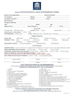 2014 Conventional Loan Submission Form
