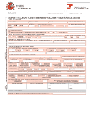 Formulario de Alta, Baja o Variación de Datos del Trabajador por Cuenta Ajena o Asimilado