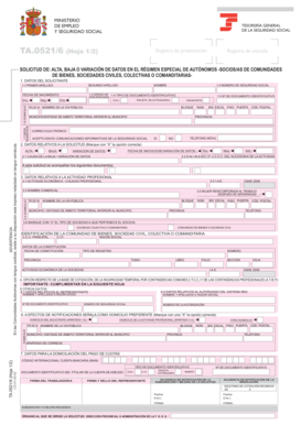 Solicitud de Alta, Baja o Variación de Datos en el Régimen Especial de Autónomos