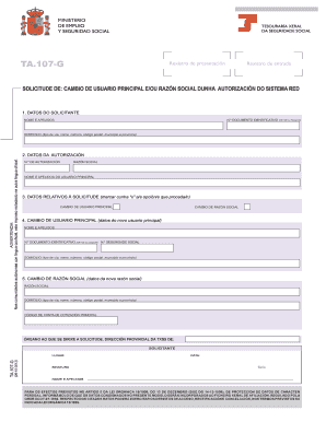 Solicitude de cambio de usuario principal e/ou razón social dunha autorización do sistema red