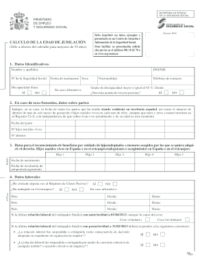 Formulario de cálculo de la edad de jubilación