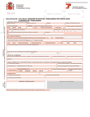 Formulario de Alta, Baja o Variación de Datos del Trabajador