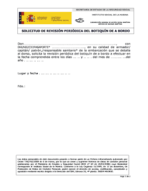 Solicitud de Revisión Periódica del Botiquín de a Bordo