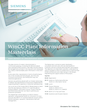 WinCC Plant Information Masterclass Registration Form