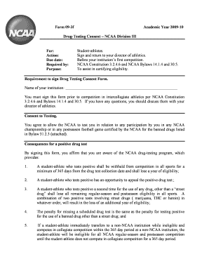 NCAA Division III Drug Testing Consent Form