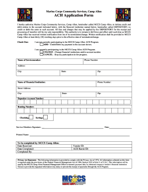 Marine Corps ACH Application Form