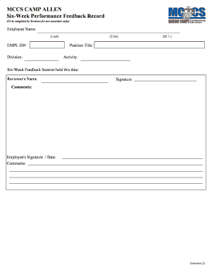 Six-Week Performance Feedback Record