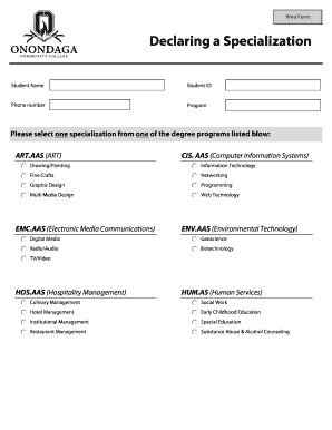 Student Specialization Declaration Form