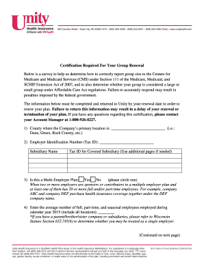 Group Renewal Certification Form