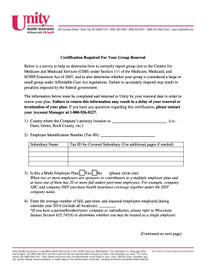 Group Renewal Certification Form