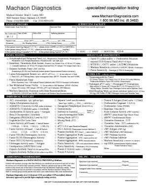 Machaon Diagnostics Patient History Form